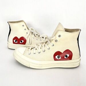 Comme des Garcons Chuck Taylor Converse Shoes Sneakers High Top White WOMENS 10